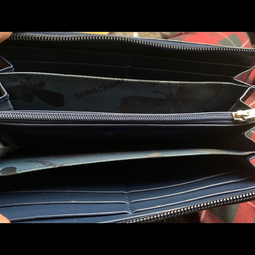 LONGCHAMP VTG CROC NAVY BLUE ACCORDION STYLE ZIPPED Wallet GORG RARE DISTRESSED - Picture 6 of 11
